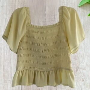 Heatherly Gale Yellow Smocked  Blouse Top NWT Size 2X